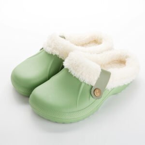 womens fleece lined clog slippers - Green