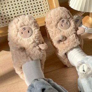 men's shearling slippers - Light brown