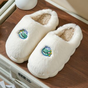 cozy dinosaur slippers - White, 4-5