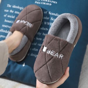 Cozy men's fur lined slippers - Brown