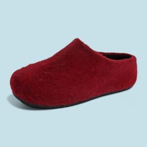 cozy felt women's slippers - Burgundy, 35