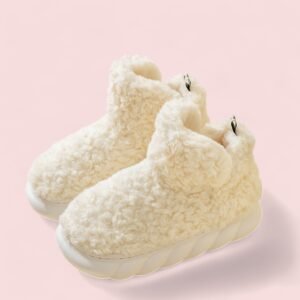 cozy women's fur lined slipper boots - White, 4-5