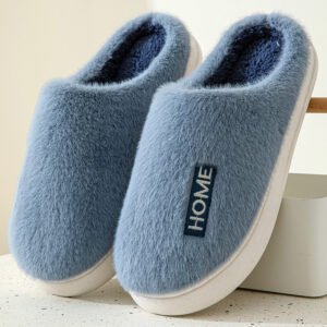 men's fuzzy blue slippers - 7.5-8.5