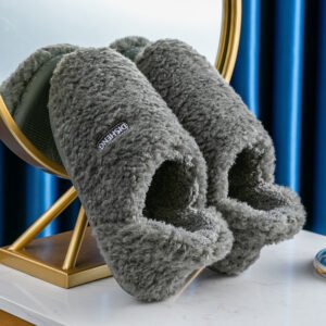 cozy fuzzy slippers for women - Grey, 4-5