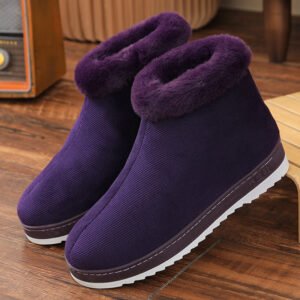 women's cozy fur lined bootie slippers - Purple