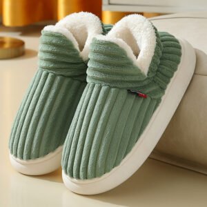 cozy green women's slippers - 4-5