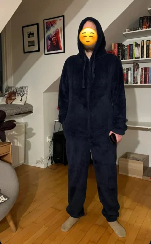 men's black fleece onesie pajamas photo review