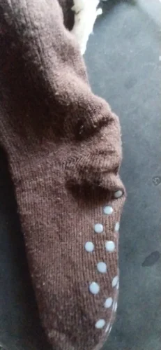 Click to view full screen men's fuzzy non slip slipper socks photo review