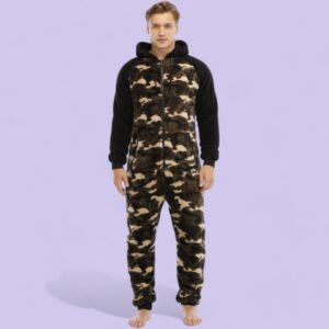 mens camouflage fleece onesie pajamas - 4XL