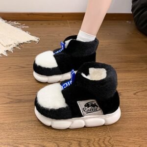 cozy men's fur lined slippers - Noir