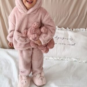 cozy pink kids fleece pajamas - 10-11 years