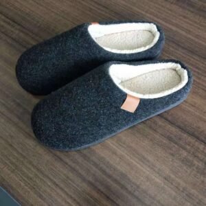 cozy felt slippers for men - Noir