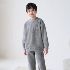 cozy fleece pajamas for boys - Light grey