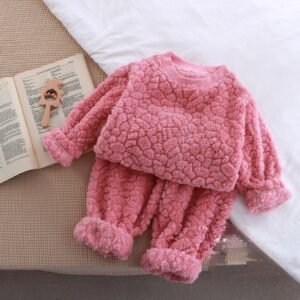 cozy kids fleece pajamas - Rose