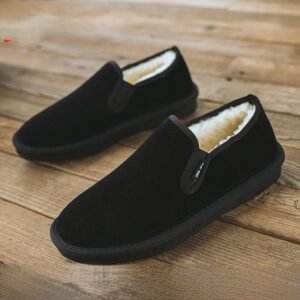 mens cozy slip on slippers - Noir