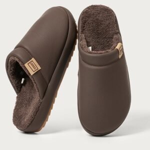 cozy men's fur lined slippers - Noir