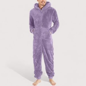purple fleece men's onesie pajamas - S