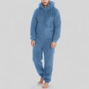 cozy blue men's fleece onesie pajamas - 4XL