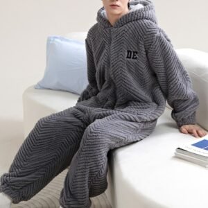 men's cozy fleece onesie pajamas - L