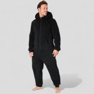 men's black fleece onesie pajamas - 4XL