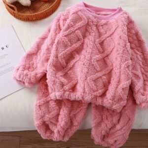 cozy kids fleece pajamas - Rose