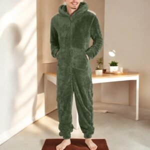 mens fleece onesie pajamas - Green