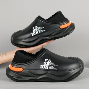 men's fur lined sneaker slippers - Noir