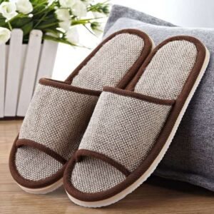 men's japanese linen slippers - Brown