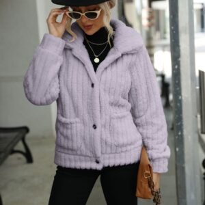 cozy teddy jacket for women - Purple
