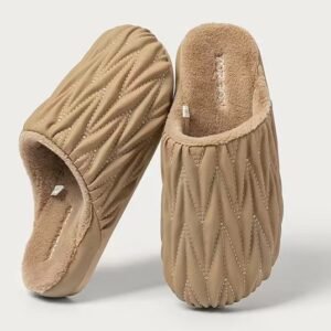 Cozy waterproof men's slippers - Beige