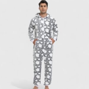 men's cloud fleece onesie pajamas - M