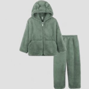 cozy hooded fleece pajamas for boys - Green