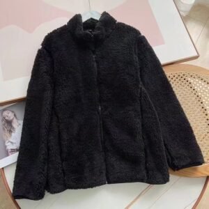 cozy womens fluffy fleece jacket - Noir