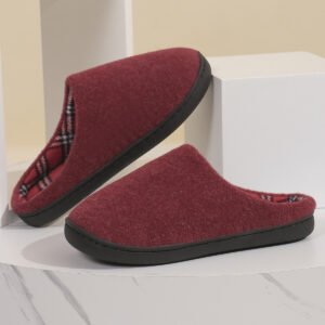 cozy felt slippers for men - Burgundy