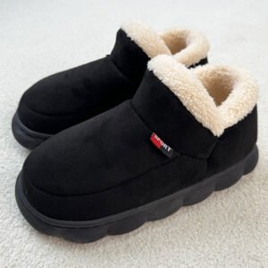 warm fur lined men's slipper boots - Noir