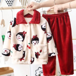 cozy girls fleece pajamas - Burgundy
