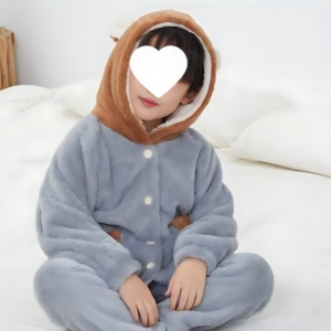Cozy grey kids fleece pajamas - 10-11 years